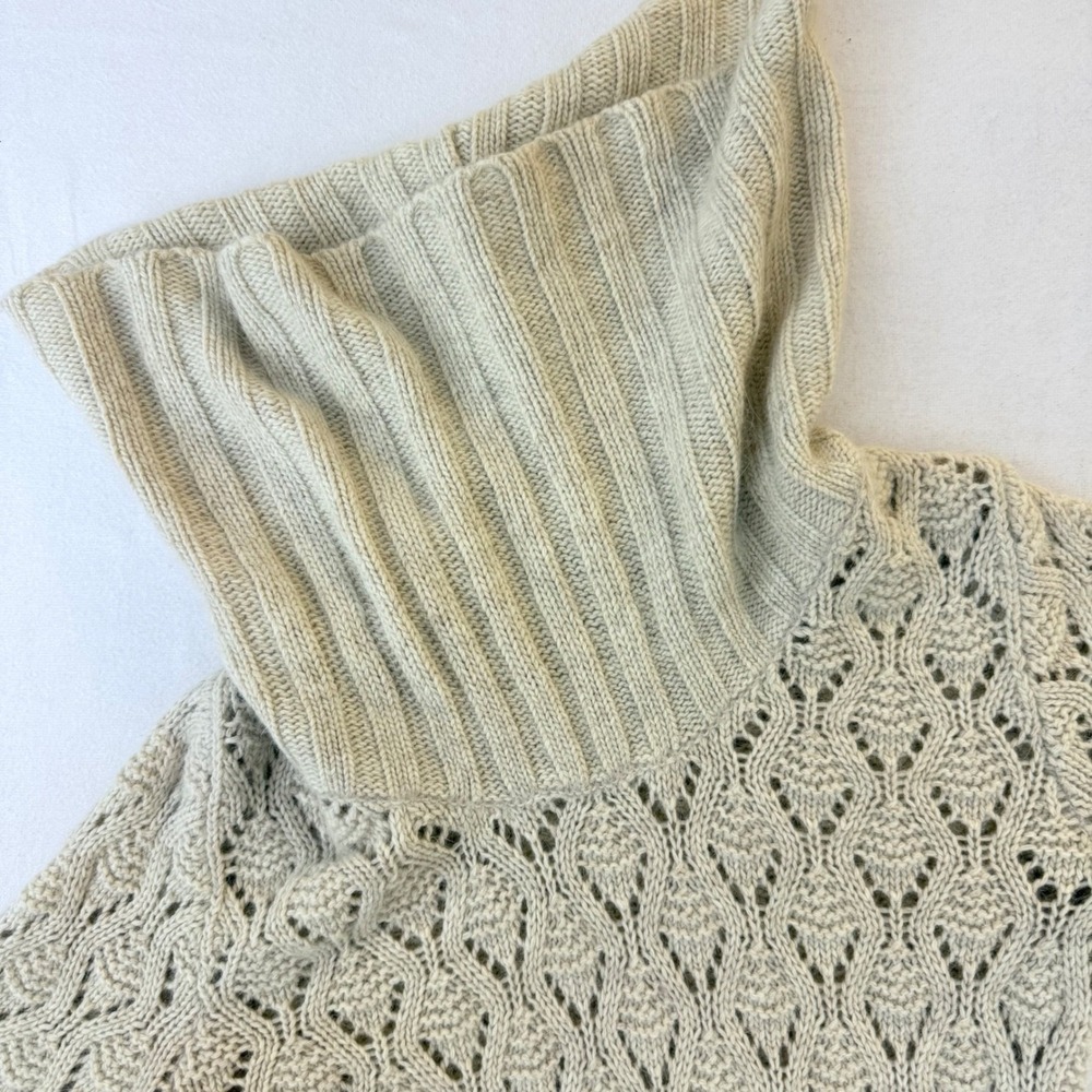 Cynthia Rowley Beige Angora Wool Blend Cowl Neck Cable Knit Sweater Dress XS - Picture 3 of 13